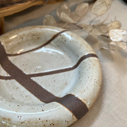 Large Brown Lines Trinket Dish