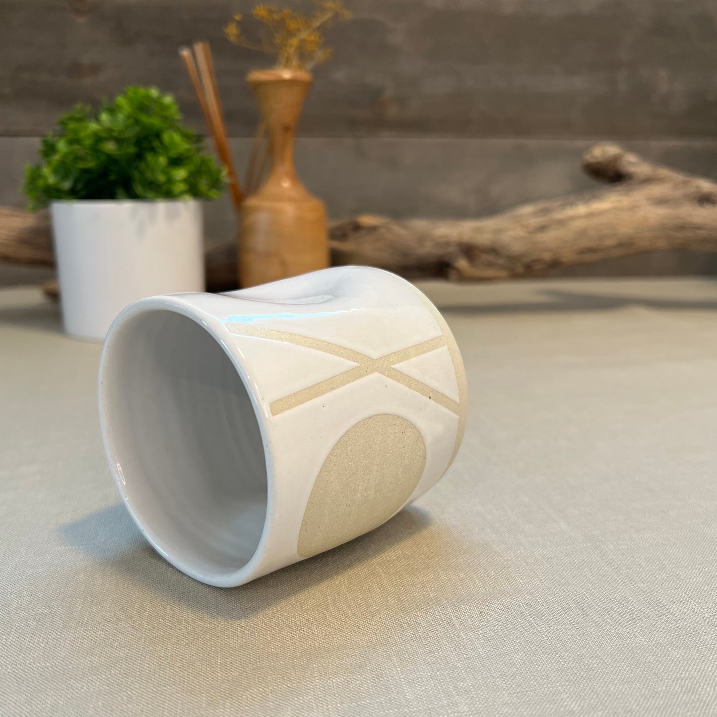 White Crisscross Moon Squish Cup
