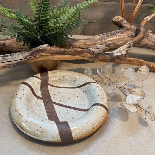 Large Brown Lines Trinket Dish