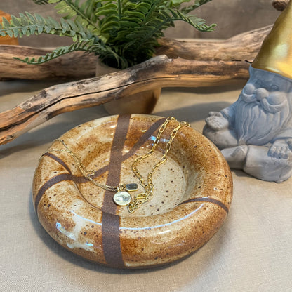 Large Brown Lines Trinket Dish