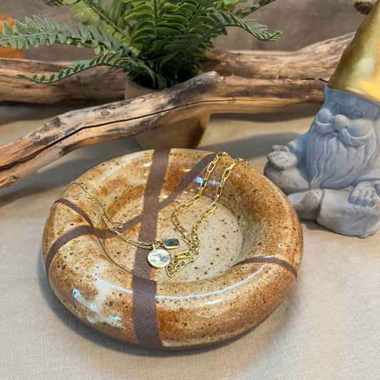 Large Brown Lines Trinket Dish