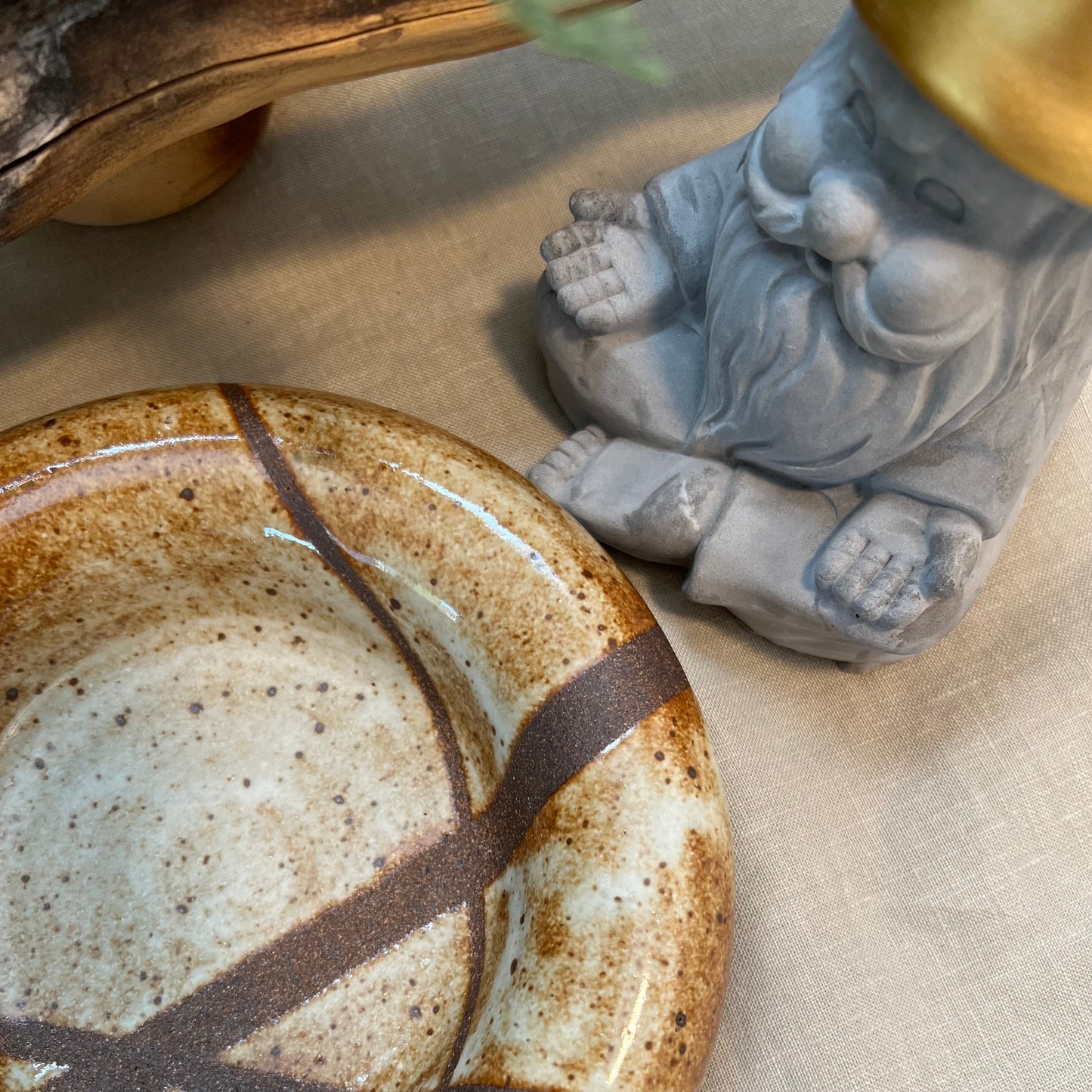 Large Brown Lines Trinket Dish