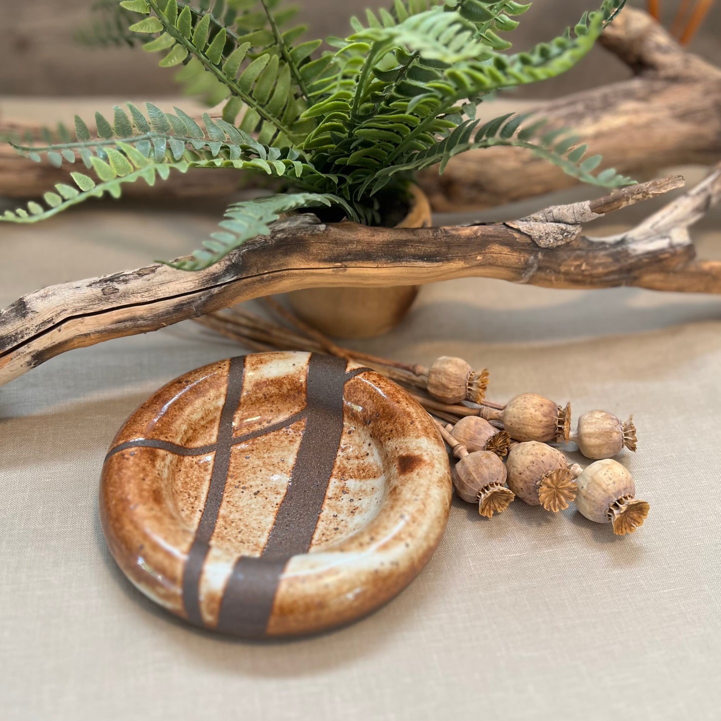 Small Brown Lines Trinket Dish