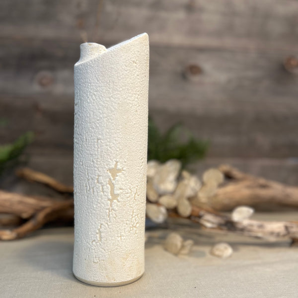 White Froth Cylinder Vase