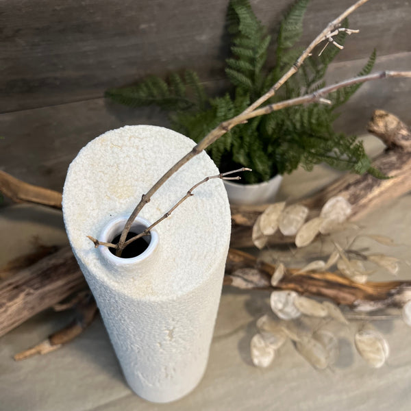 White Froth Cylinder Vase