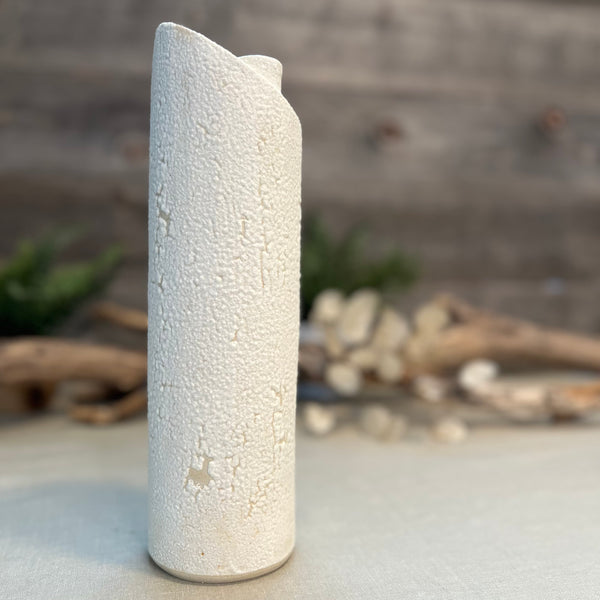 White Froth Cylinder Vase