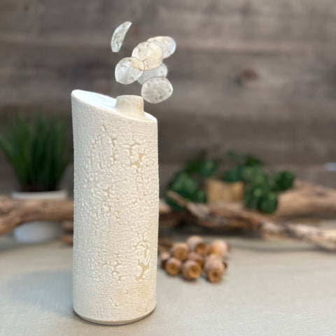 White Froth Cylinder Vase