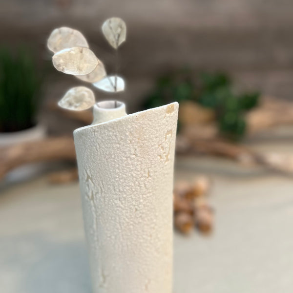 White Froth Cylinder Vase