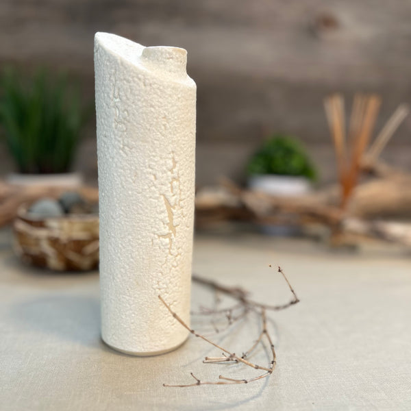 White Froth Cylinder Vase