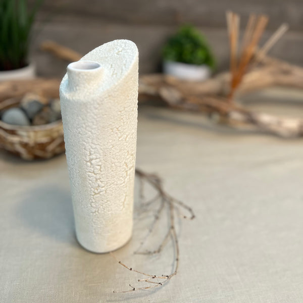 White Froth Cylinder Vase