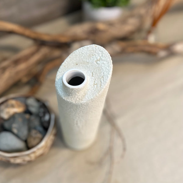 White Froth Cylinder Vase