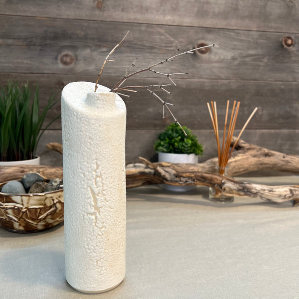 White Froth Cylinder Vase