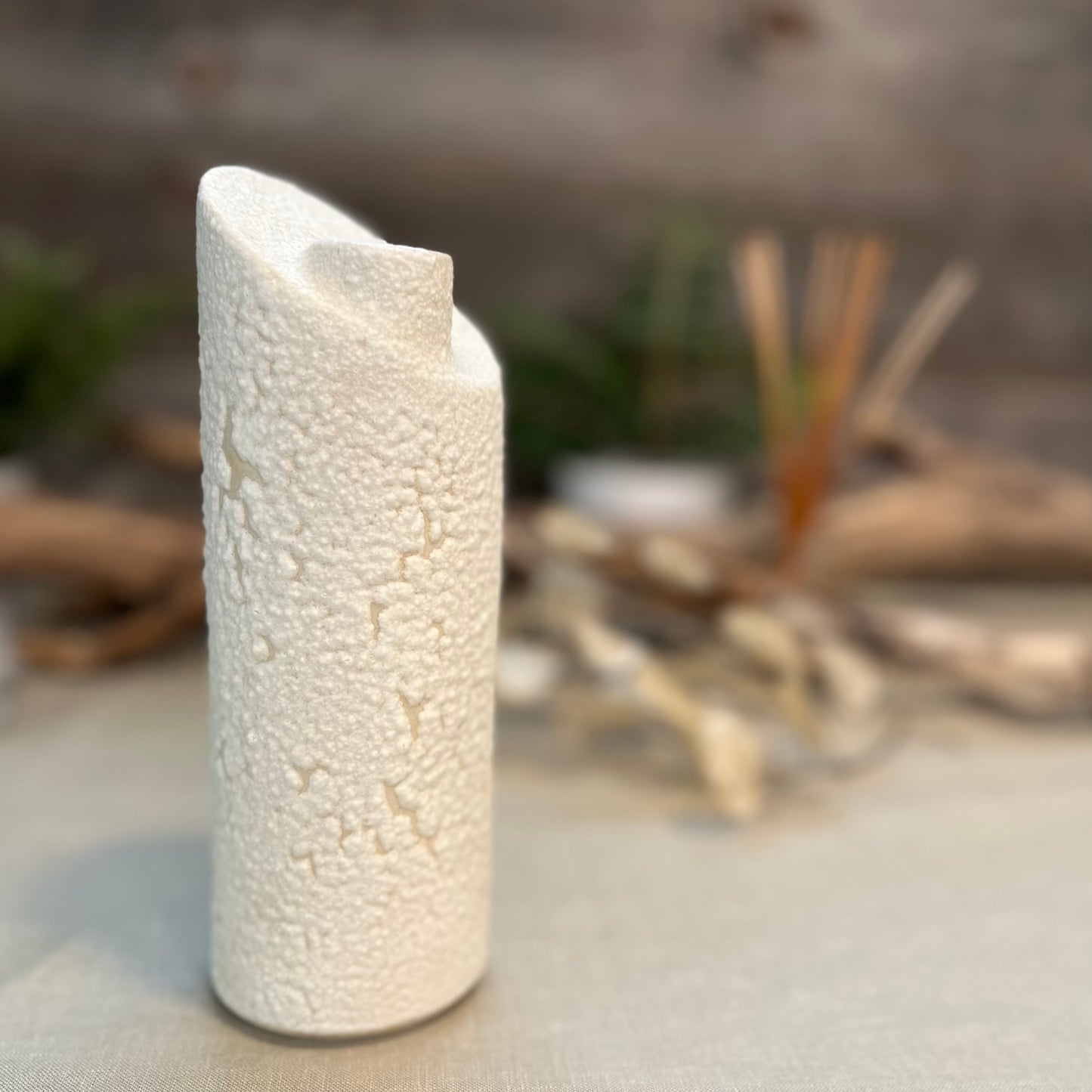 White Froth Cylinder Vase