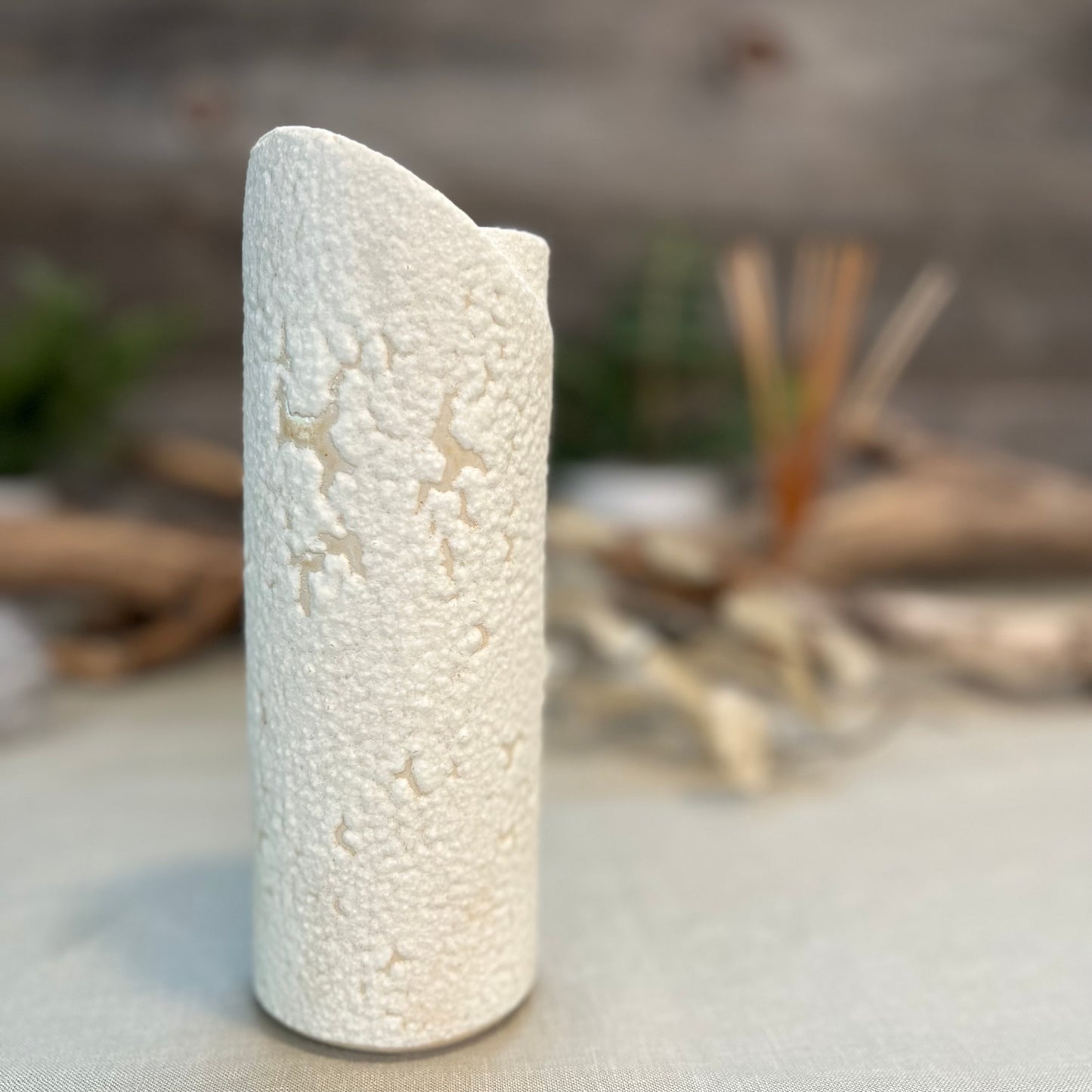 White Froth Cylinder Vase