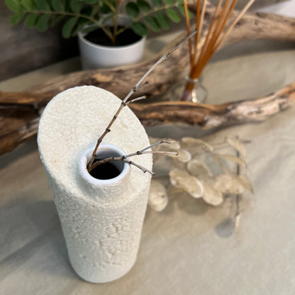 White Froth Cylinder Vase