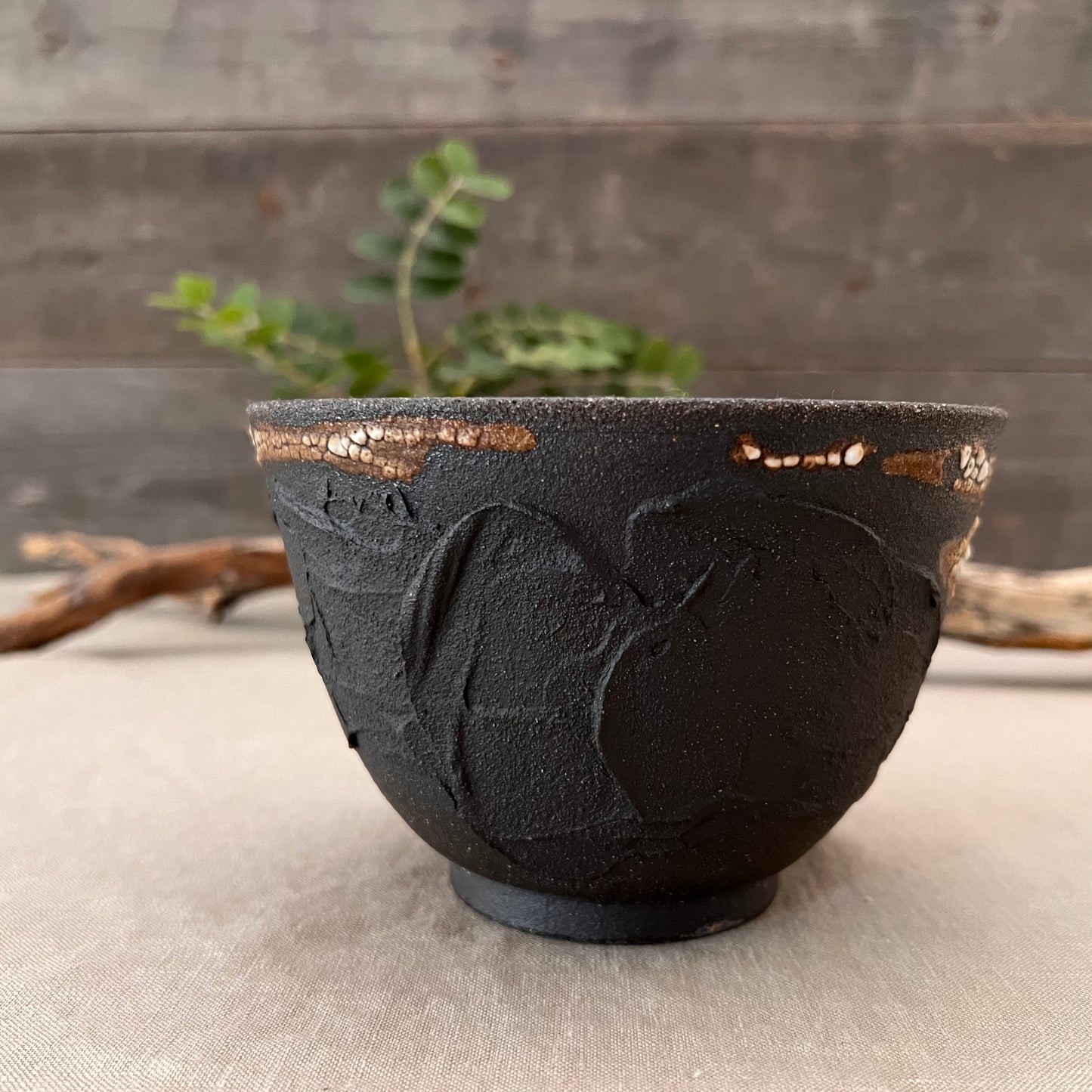 Black Textured Bowl 4