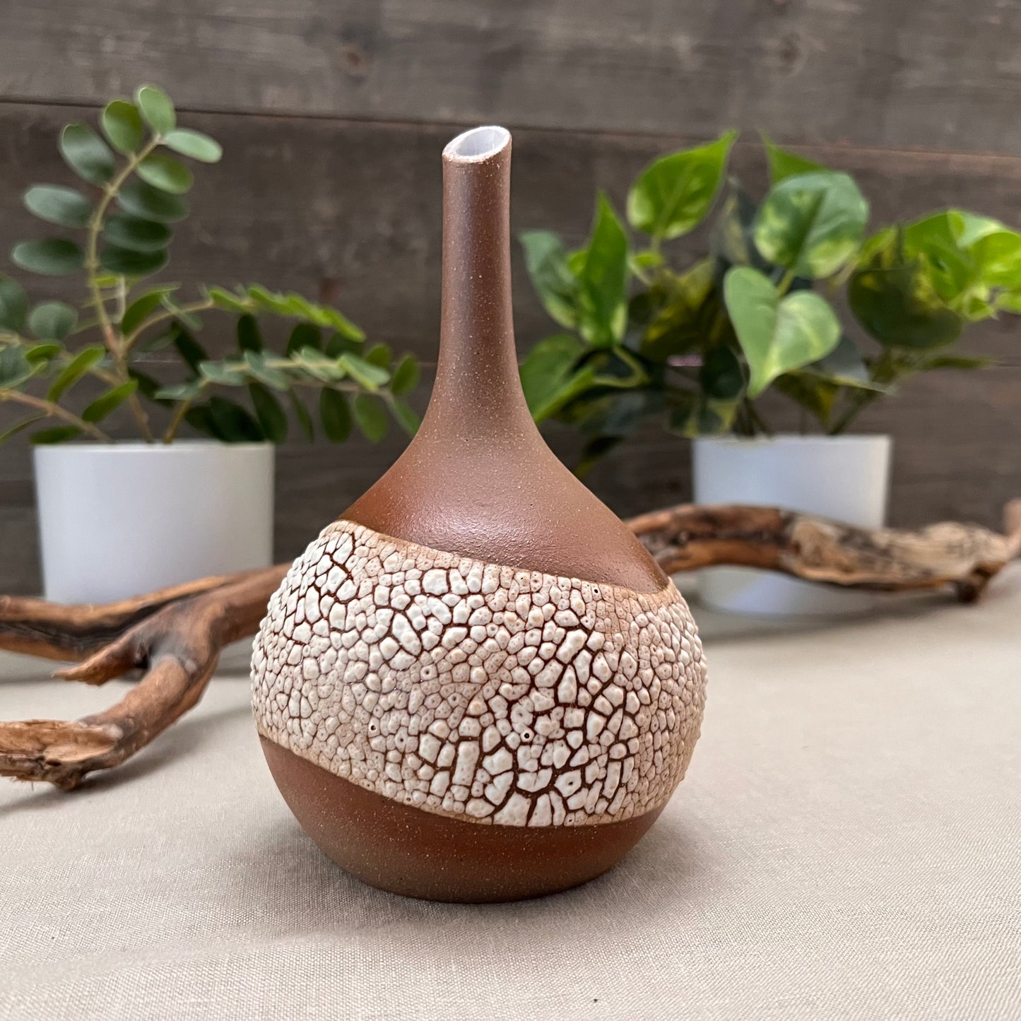 Bud Vase with White Texture
