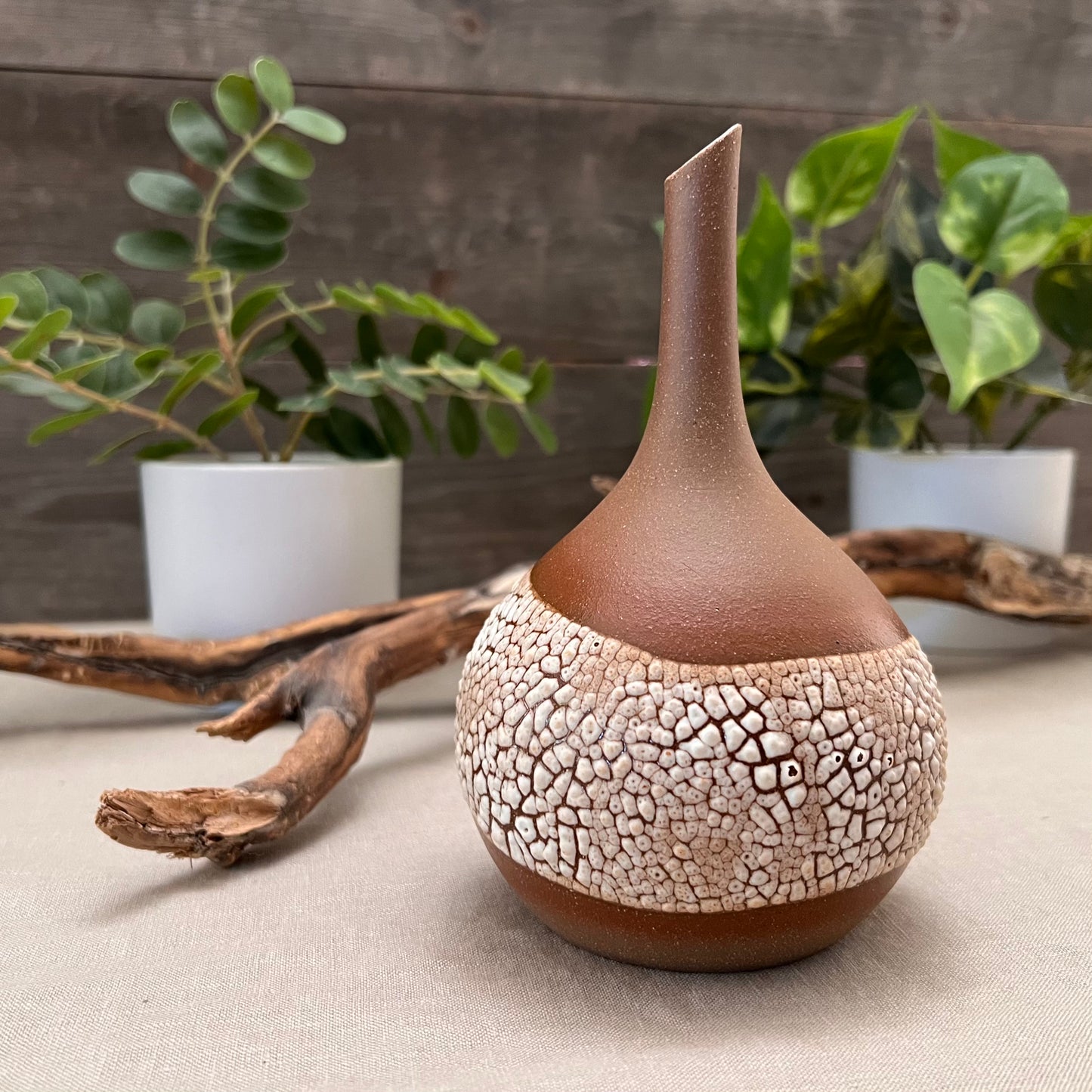 Bud Vase with White Texture