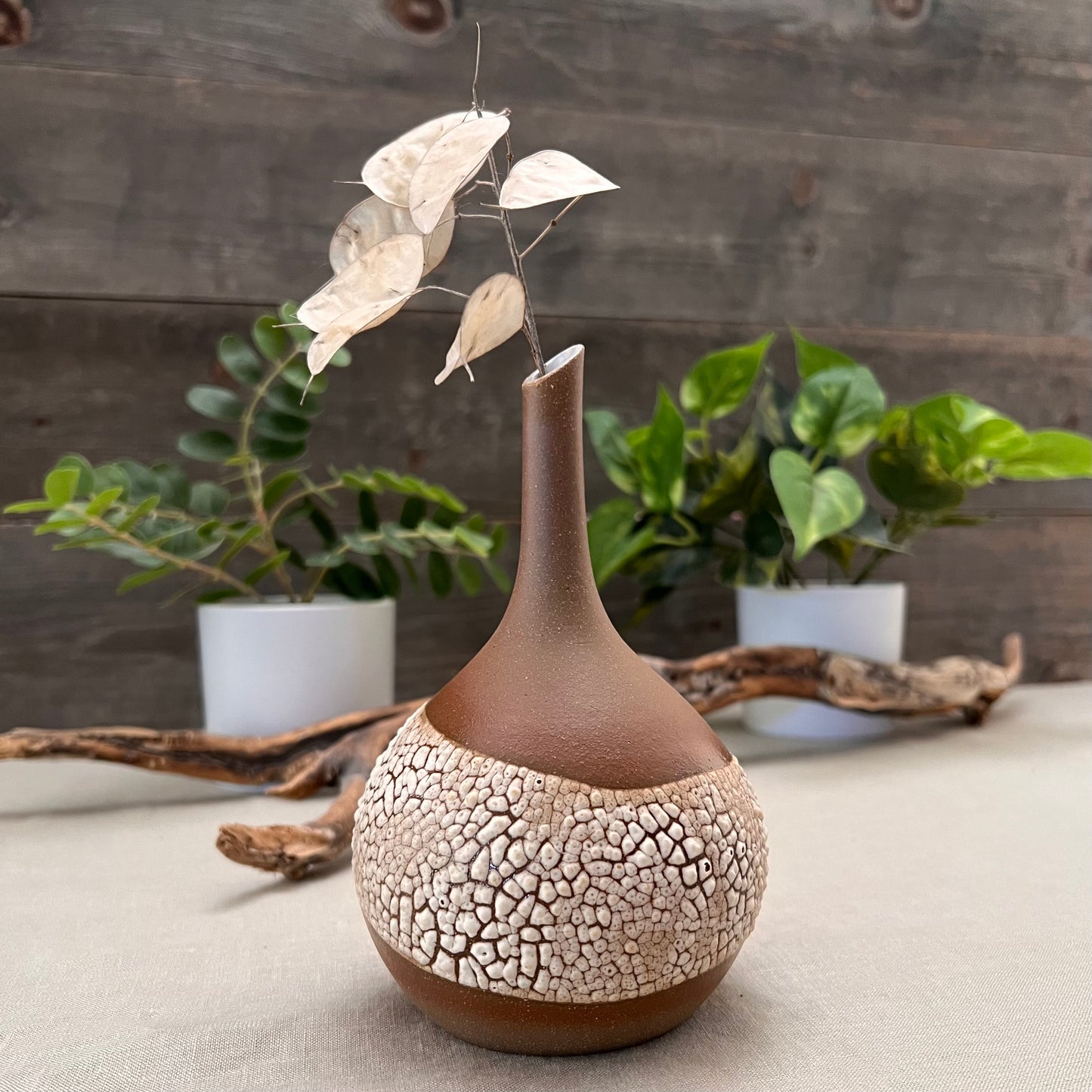 Bud Vase with White Texture