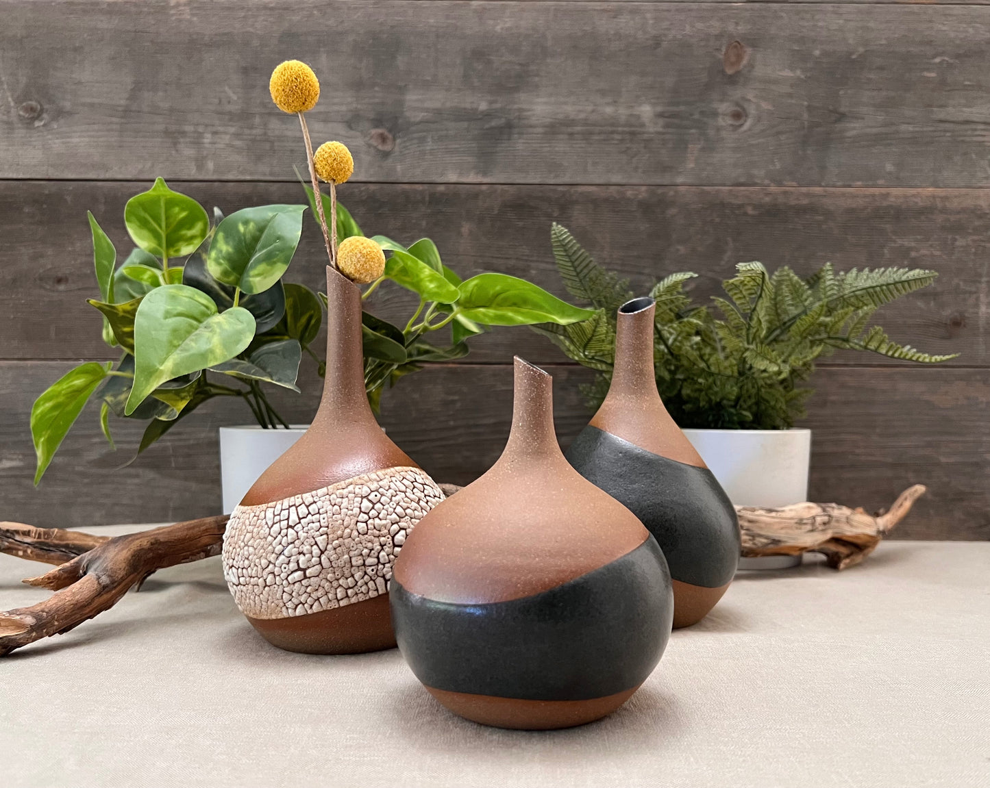 Bud Vase with White Texture