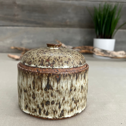 Lidded Dark Speckle Canister