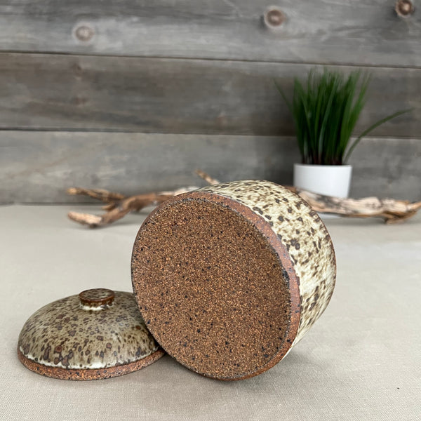 Lidded Dark Speckle Canister