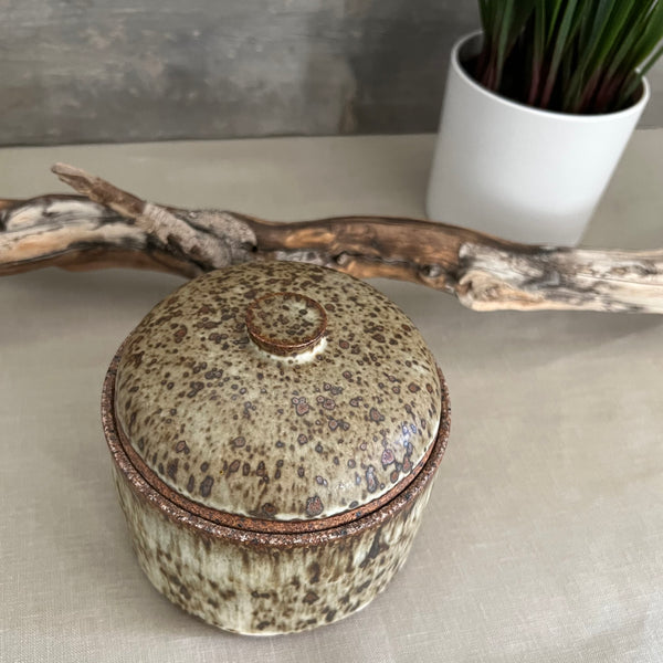 Lidded Dark Speckle Canister