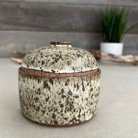 Lidded Dark Speckle Canister