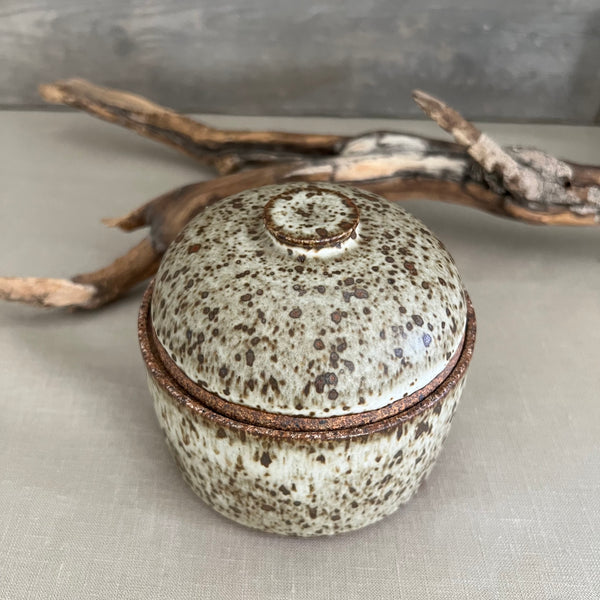 Lidded Dark Speckle Canister